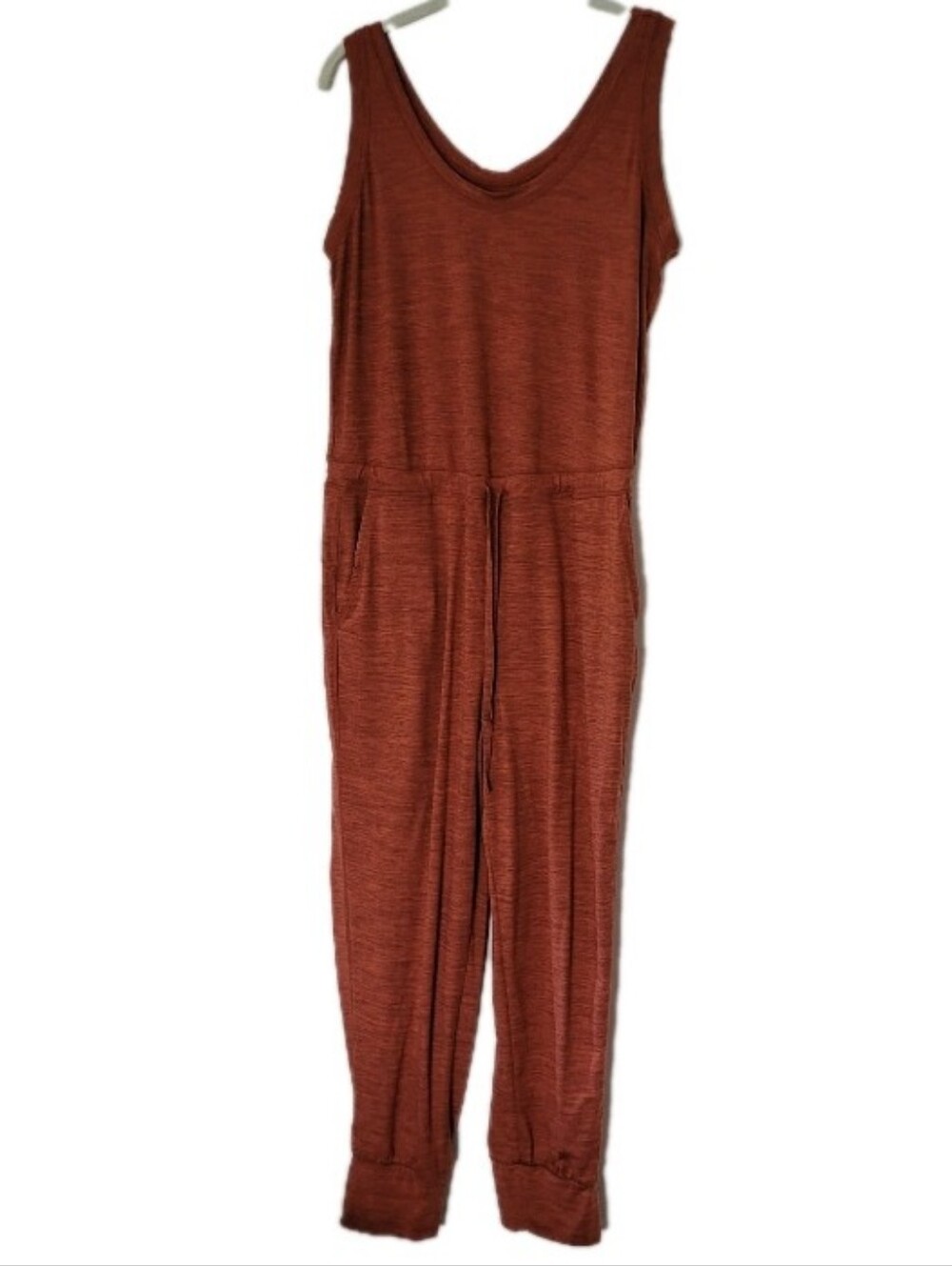 Joe Fresh Rust Jumpsuit Leisure Sleeveless Size M Pockets Tie Waist Boho Comfy